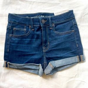 🦅 American Eagle Dark Wash Next Level Stretch Hi-Rise Shortie | Size 0/25W 🦅